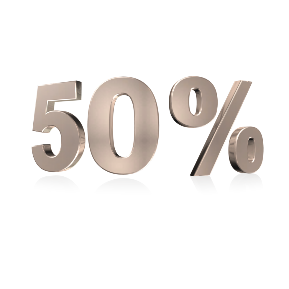 50% d'illustration d'effet métallique argenté 3d png