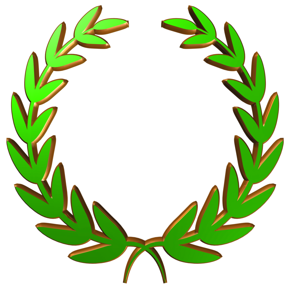 3D Illustration of Laurel Wheat Green Floral Wreaths Frames Awards png