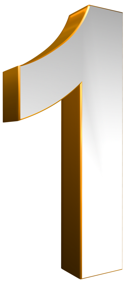 Number One 3D Render Gold and White Text 8506391 PNG