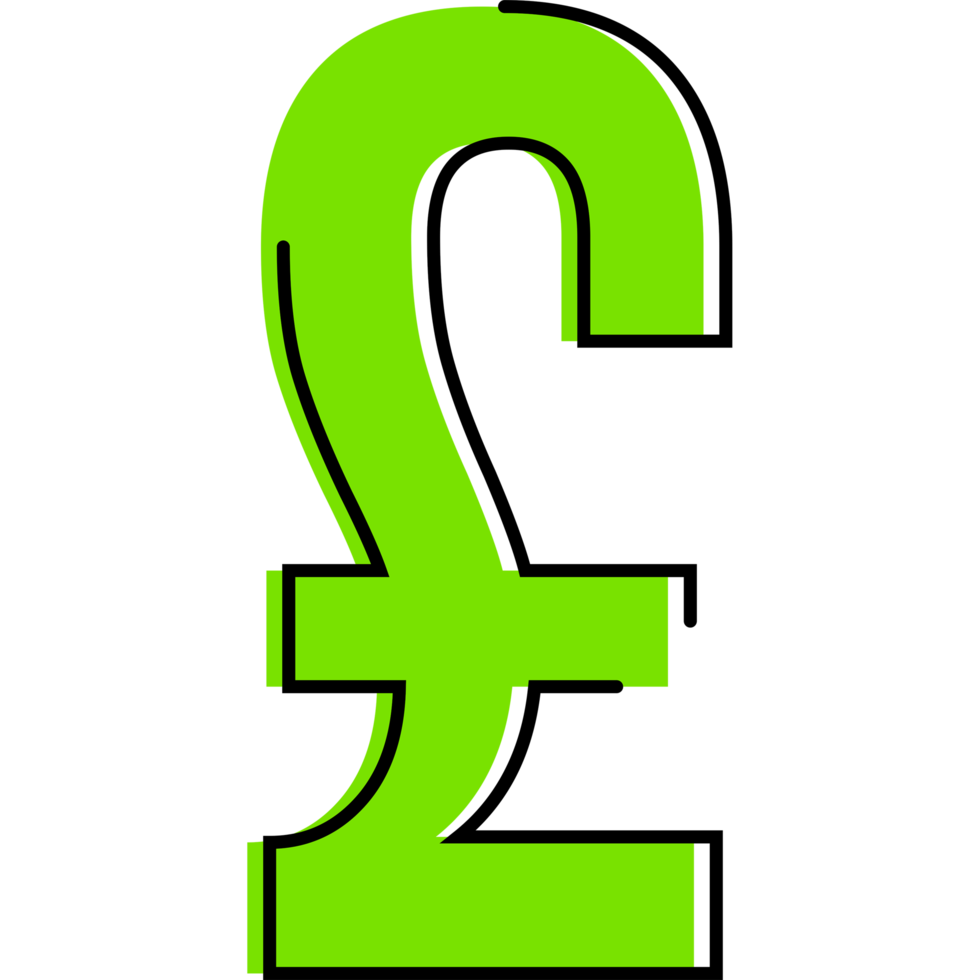 Colorful Pound Currency, Money Sign with Offset Stroke png
