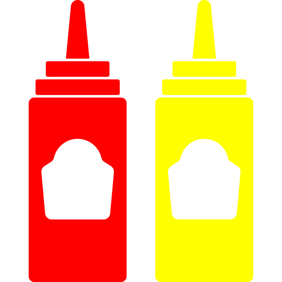 Ketchup squeeze Red and Yellow bottle Icon Set png