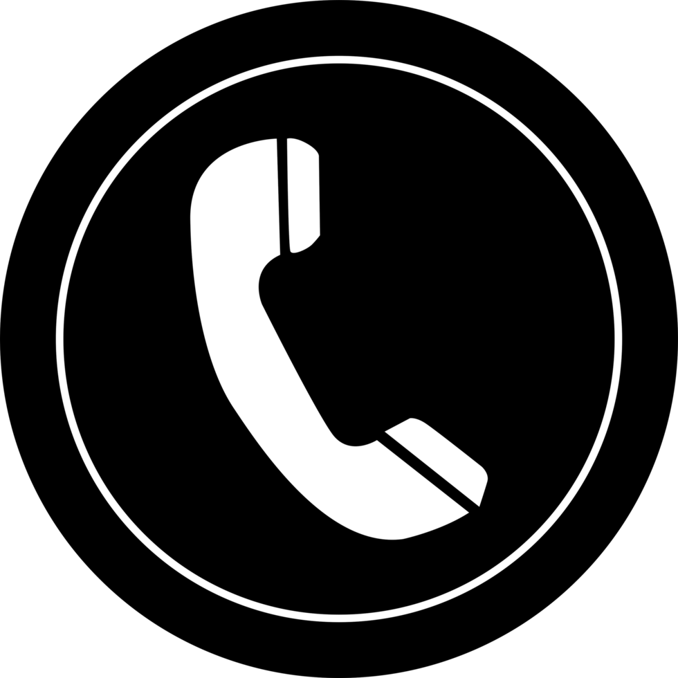 Telephone Contact Icon in Black Circle Shape png