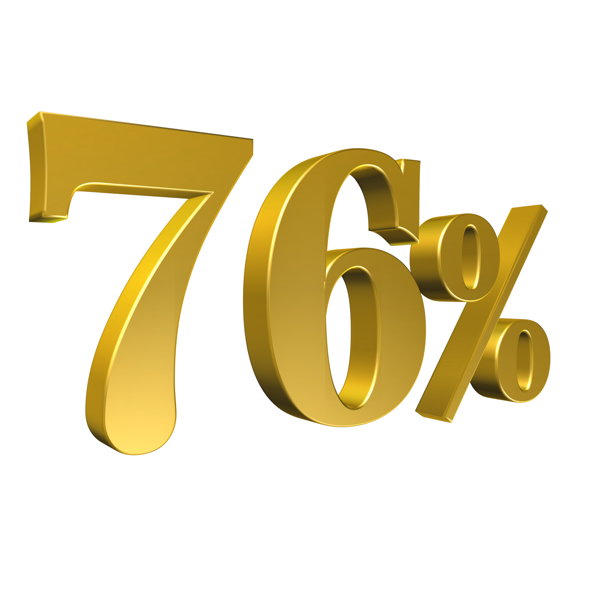 76 Percent Gold Number Seventy Six 3D Rendering 8506441 PNG