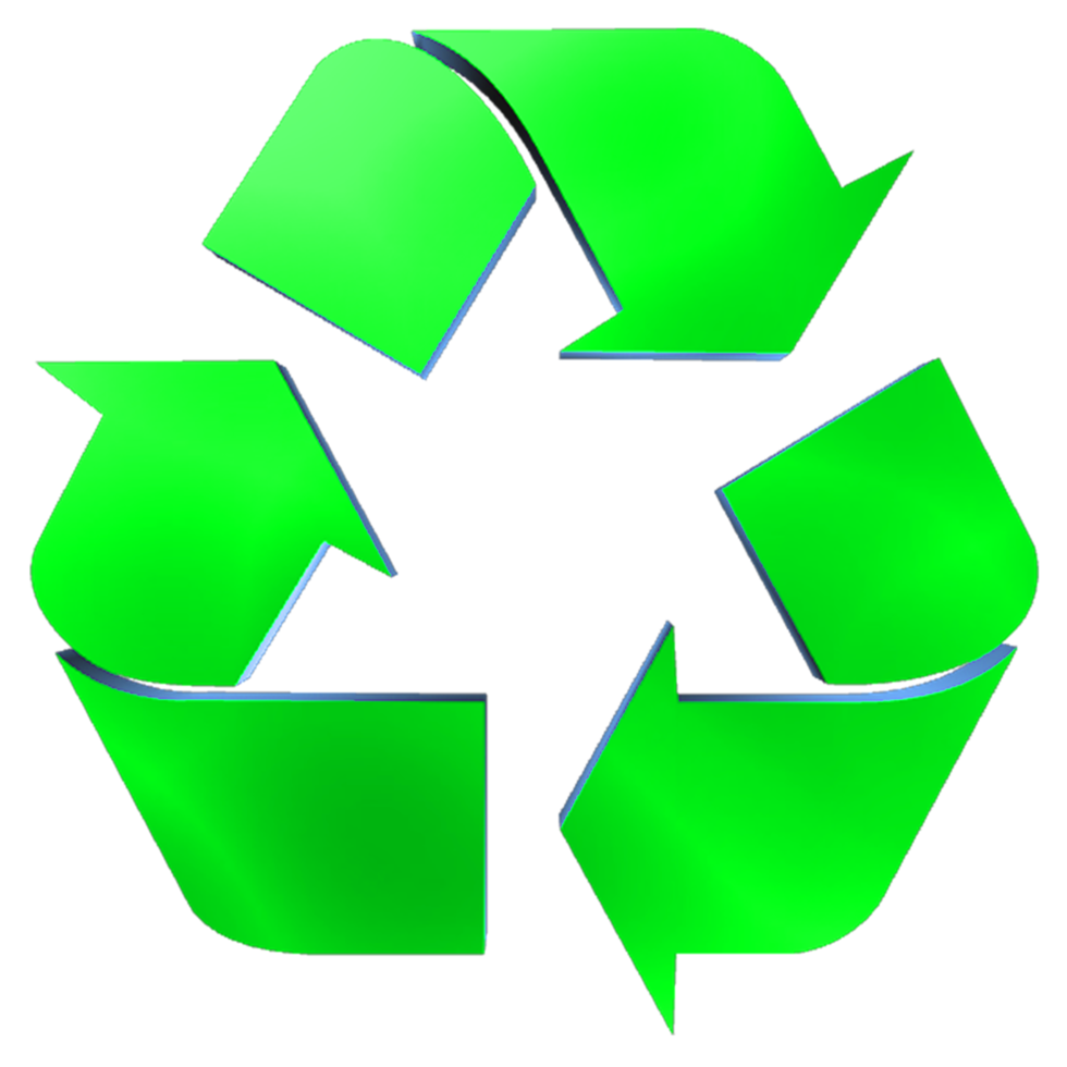 illustrazione del segno 3d dell'icona verde di riciclaggio png