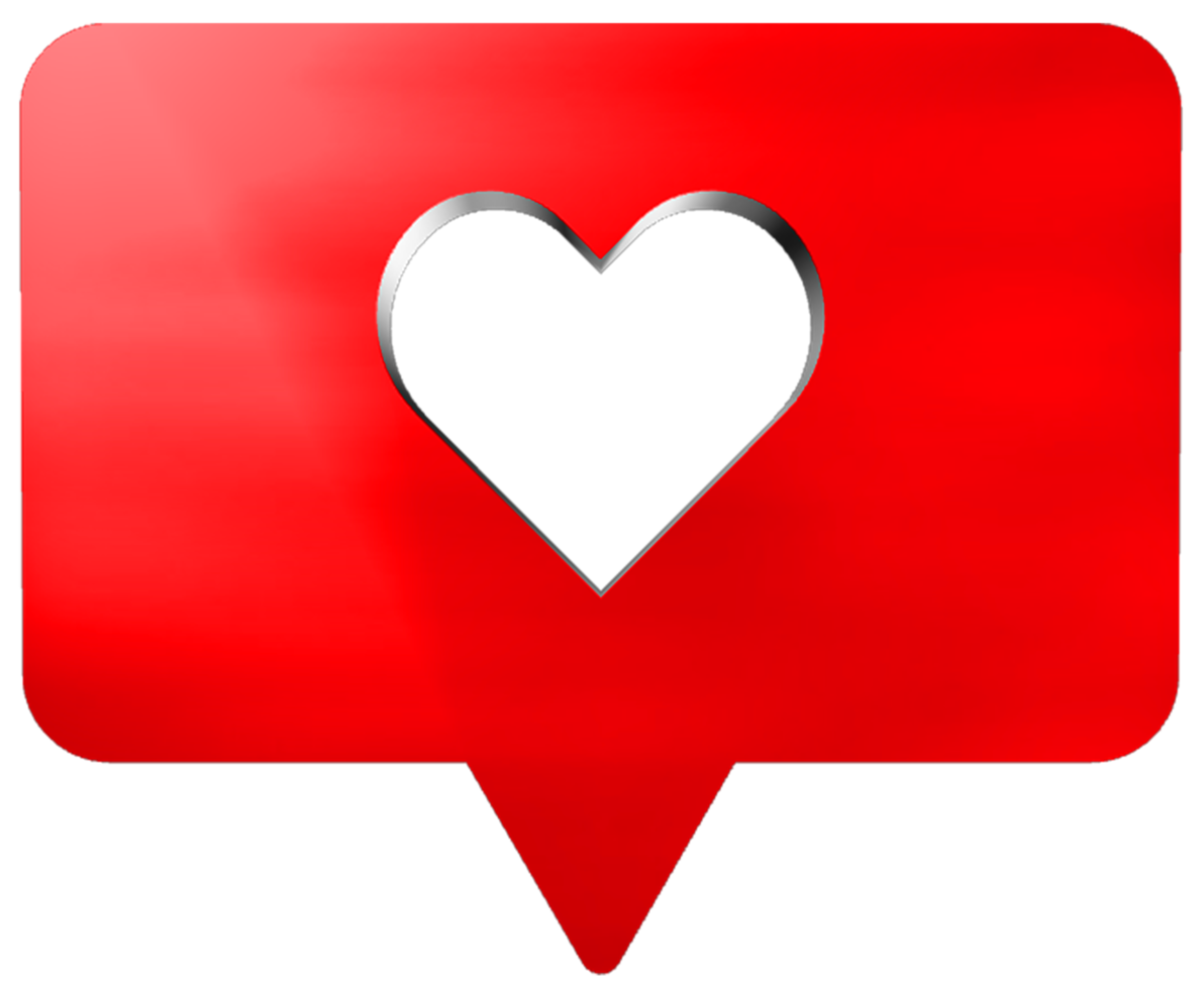 mídia social amor notificação de mensagem de reação ilustração de ícone 3d png