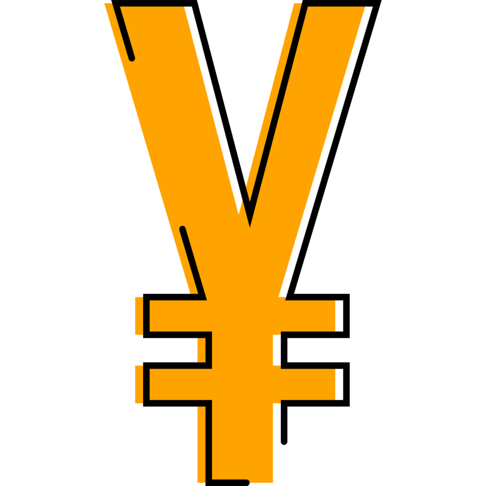 Colorful Yen Currency, Money Sign with Offset Stroke png