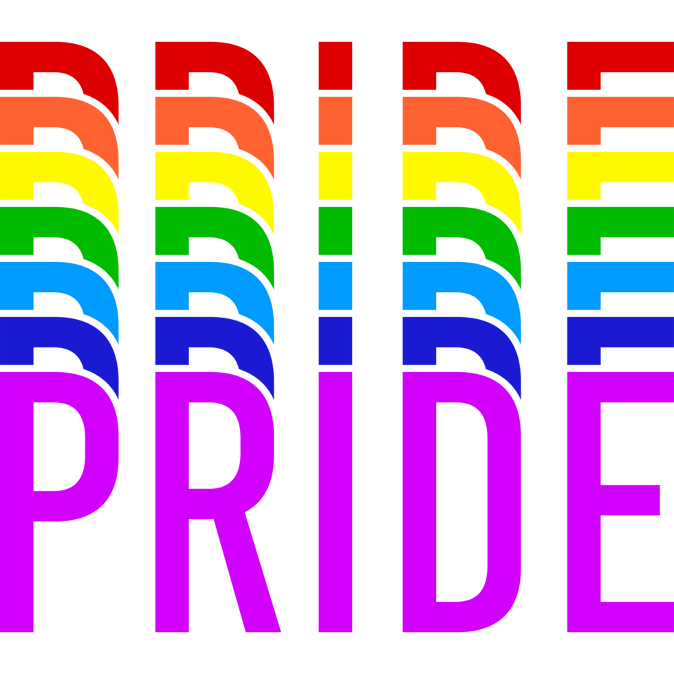 Pride RainbowColor Text with Offset Outline Stroke png