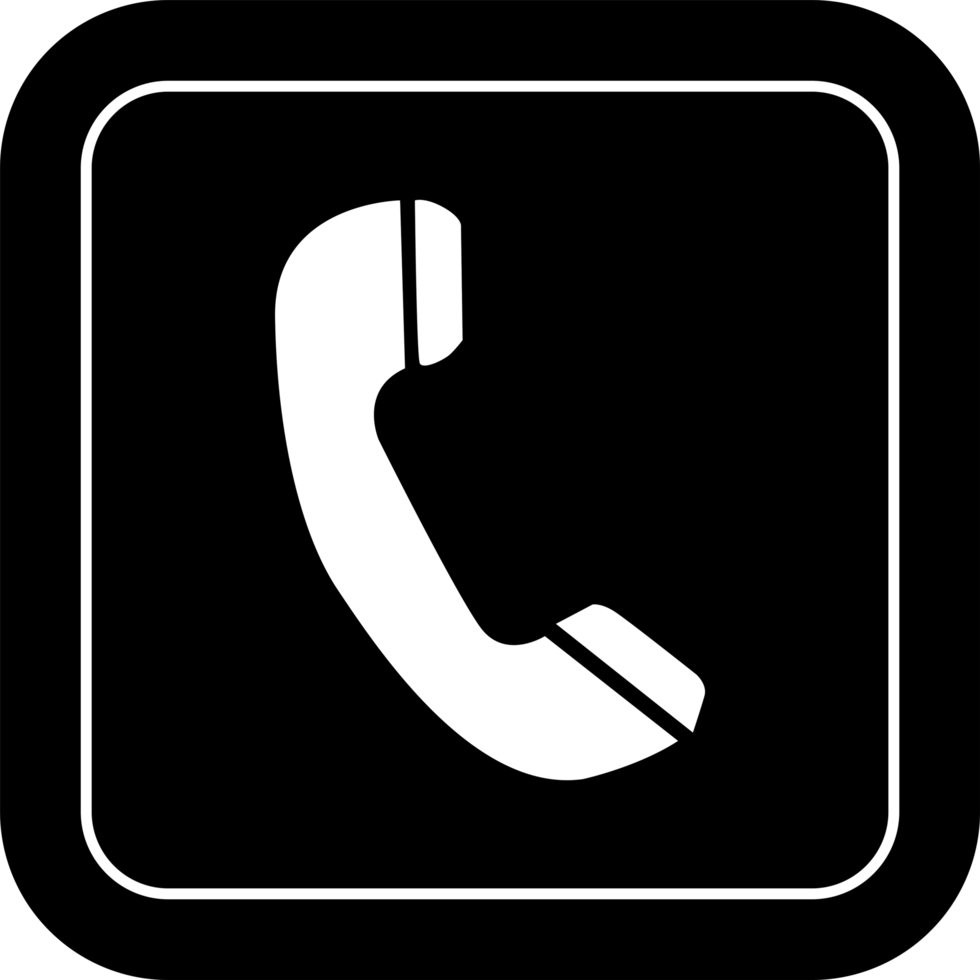 Telephone Contact Icon in Black Square Shape png
