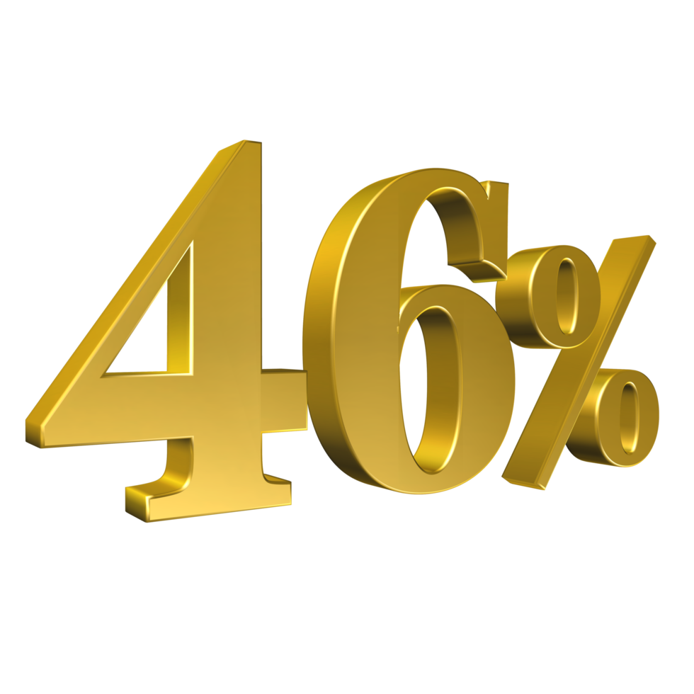 46 Percent Gold Number Forty Six 3D Rendering png