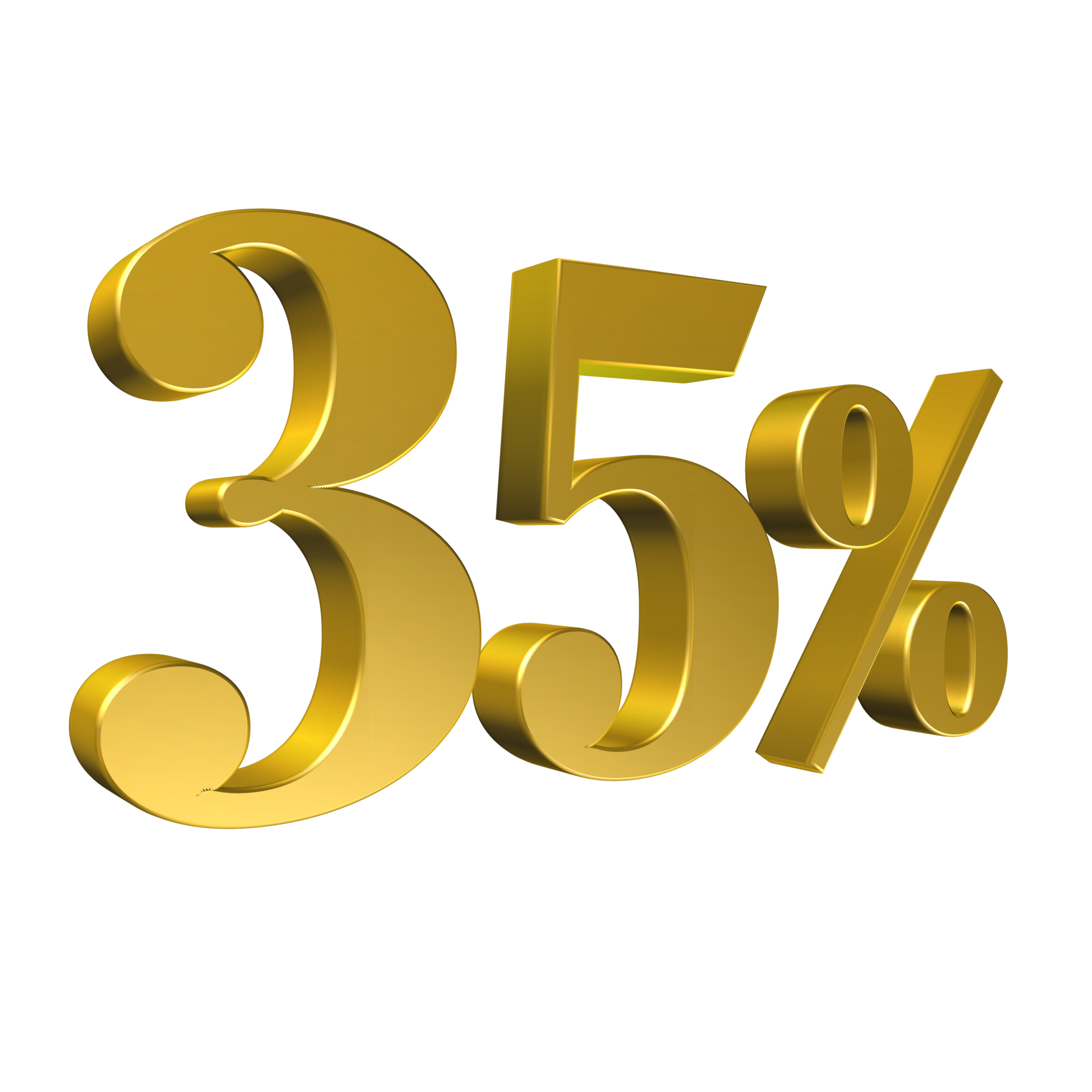 35 Percent Gold Number Thirty Five 3D Rendering 8506495 PNG