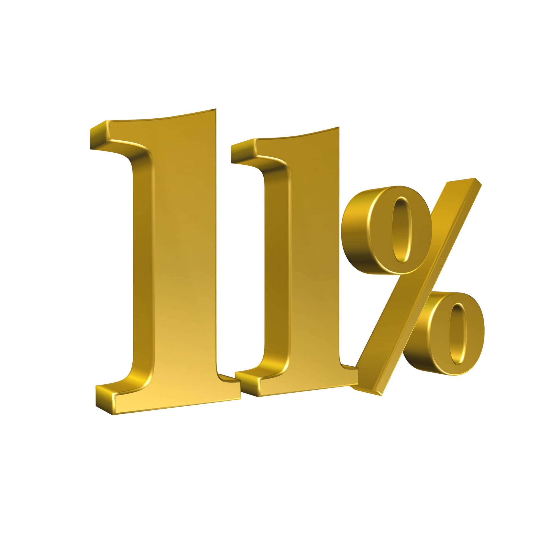 11 Percent Gold Number Eleven 3D Rendering 8506513 PNG 11-percent-gold-number-eleven-3d-rendering-8506513-png