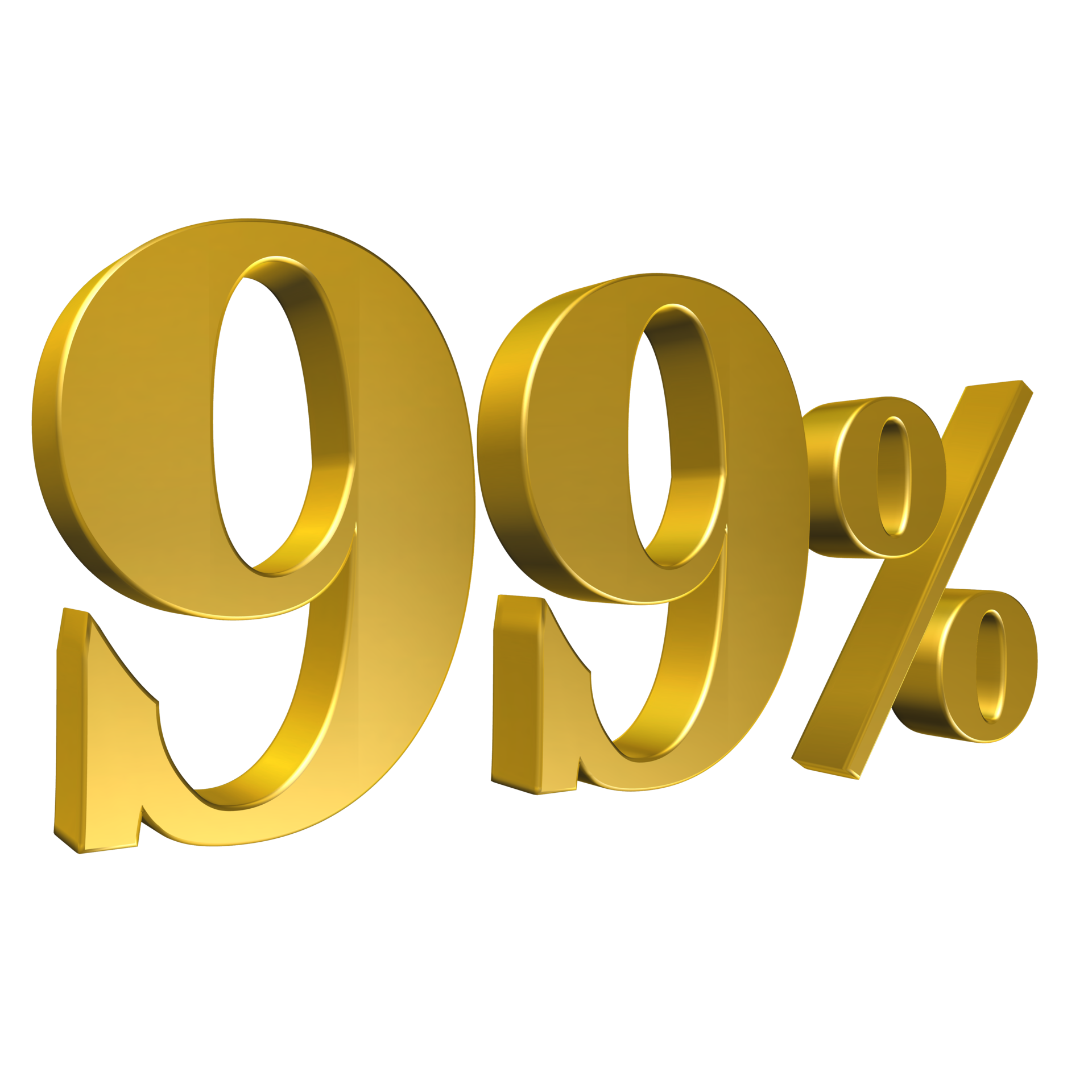 99 Percent Gold Number Ninety Nine 3D Rendering 8506515 PNG