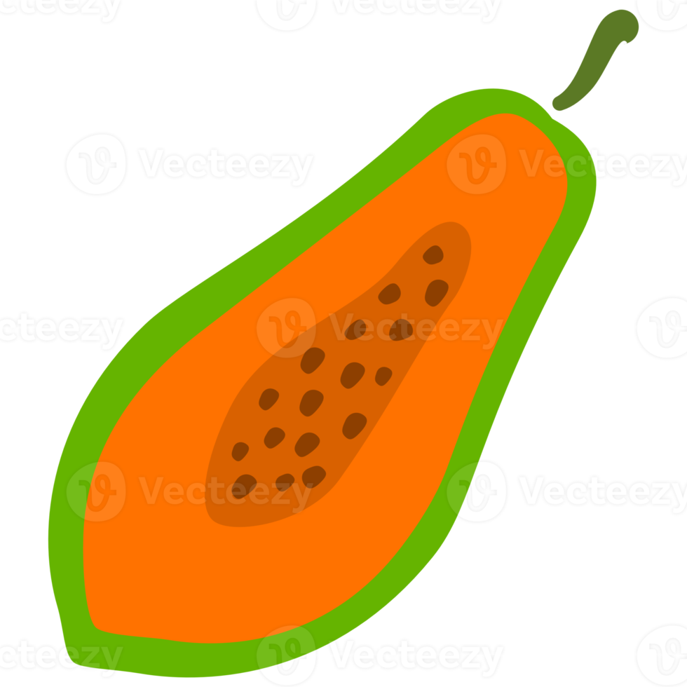 Ripe papaya split cartoon png