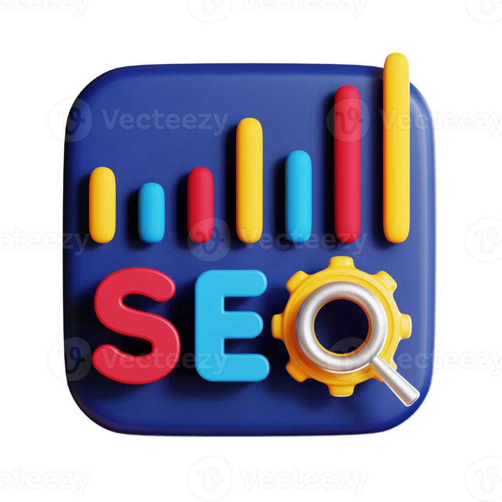 3D-concept voor SEO-zoekmachineoptimalisatie png