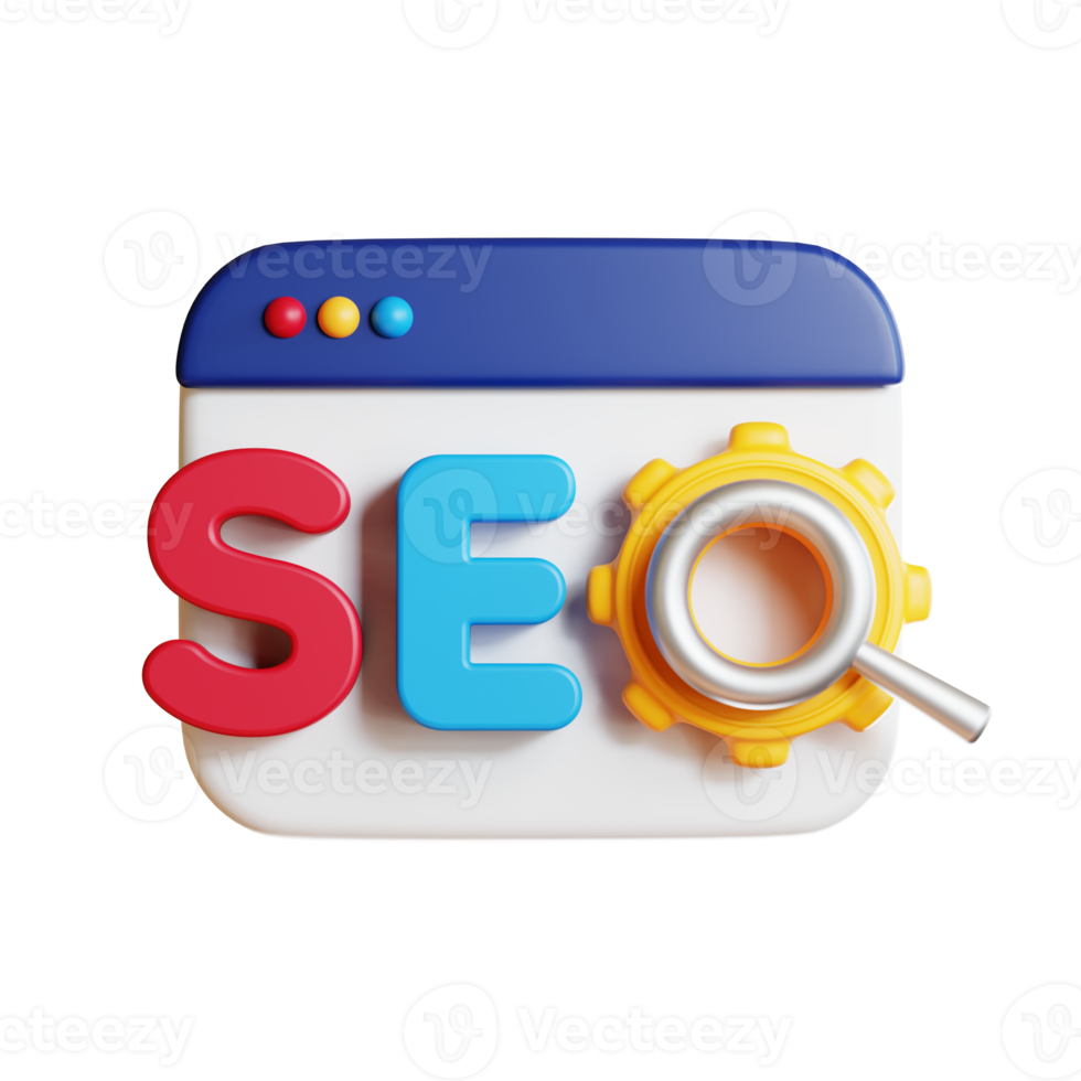 concept d'optimisation de moteur de recherche 3d seo png