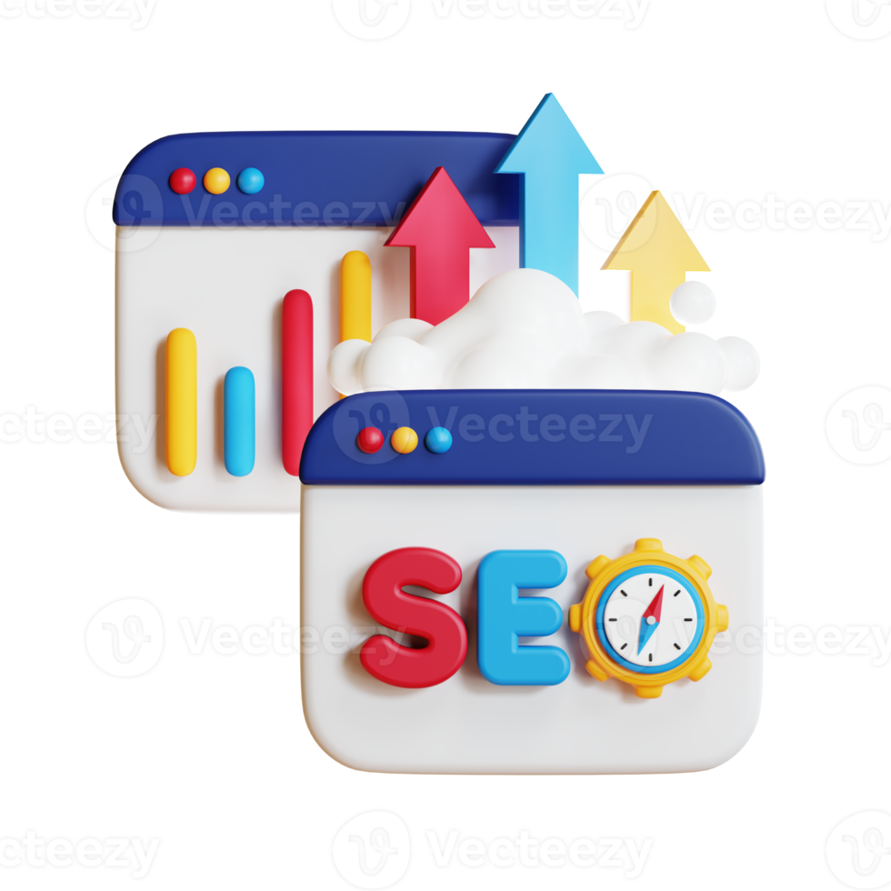 Concetto di ottimizzazione dei motori di ricerca 3d seo. rendering 3D. png