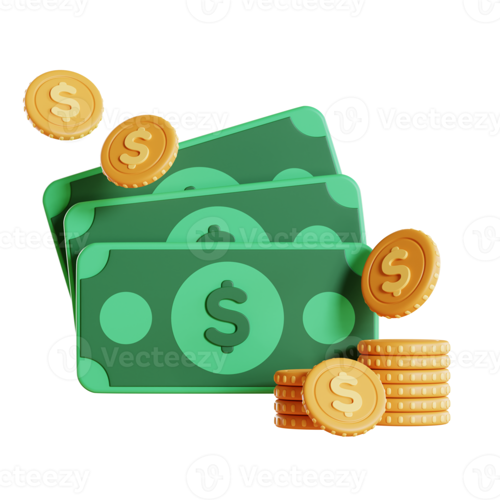 Money and finances 3D icon 3D rendering png