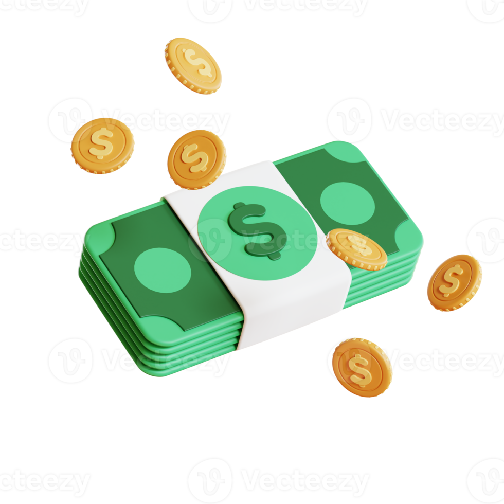 Money and finance 3d illustration concept. 3d rendering. png