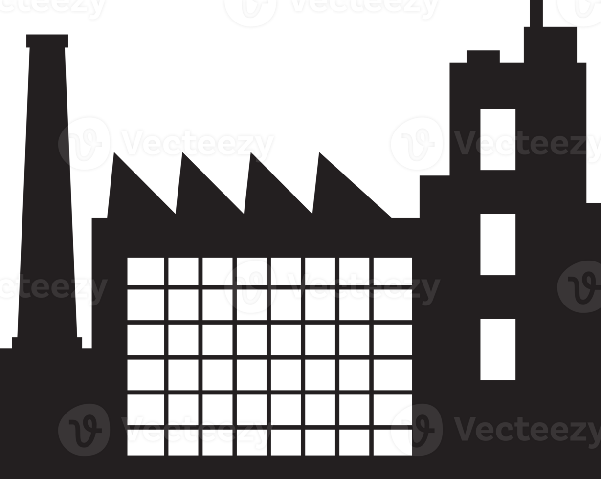 silhouette de la ville élément d'objet rétro de l'icône de l'usine de l'industrie symbole élément noir isolé png