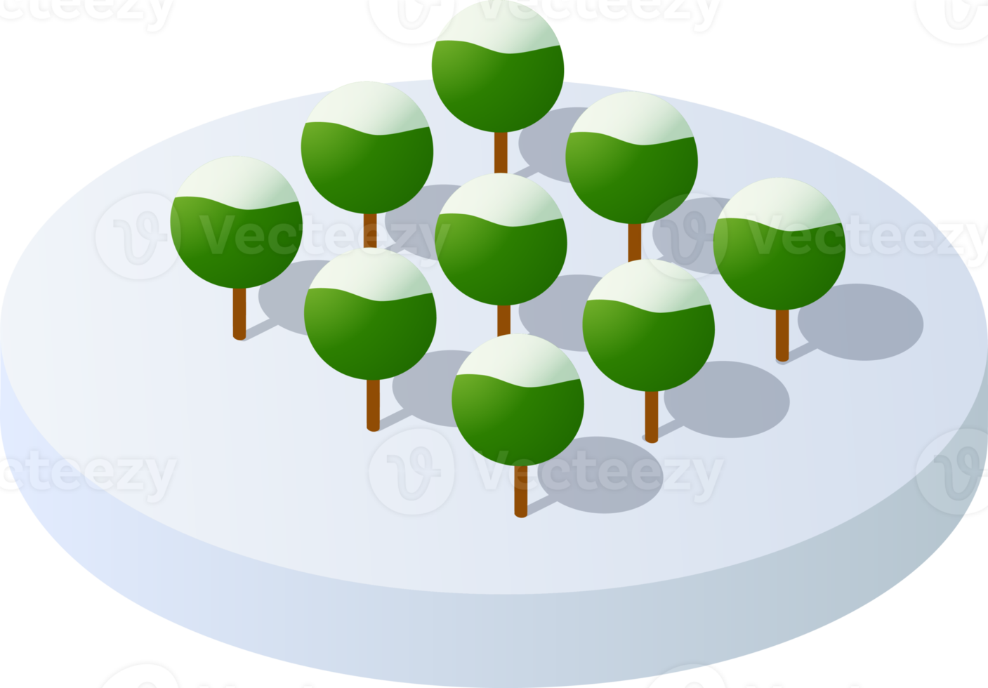 Winter snowy Christmas  icon nature trees forest landscape. Isometric tree design icon png