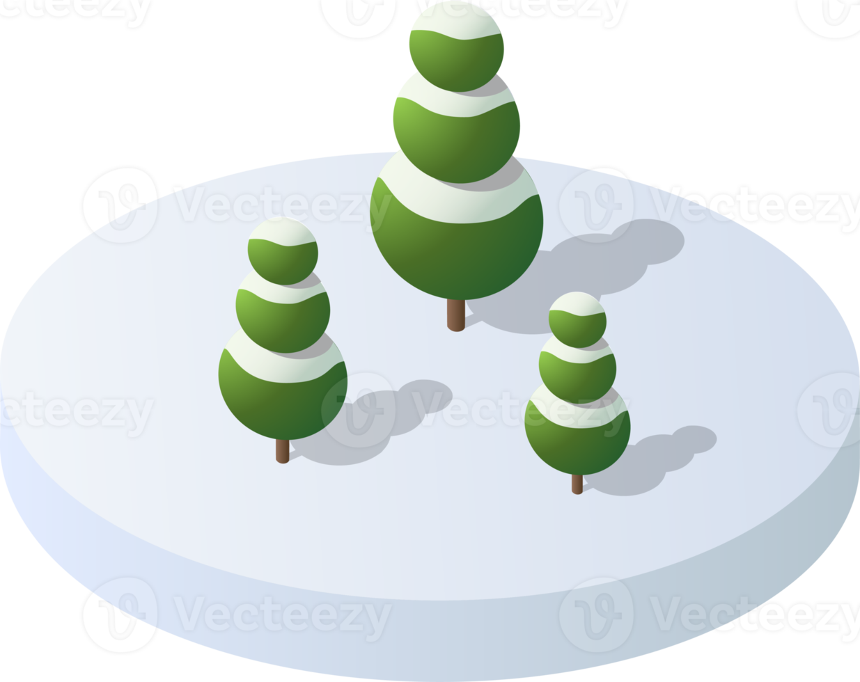 invierno cubierto de nieve navidad icono naturaleza arboles bosque paisaje. icono de diseño de árbol isométrico. png