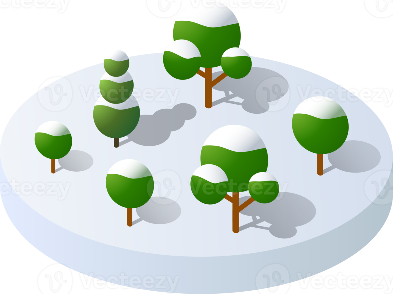 winter besneeuwde kerst pictogram natuur bomen boslandschap. isometrische boom ontwerp icoon. png