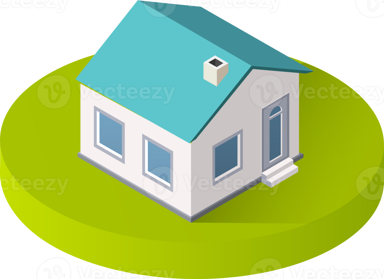 Urban isometric icons for the web with houses and streets png