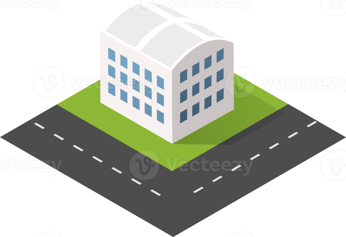 Urban isometric icons for the web with houses and streets png