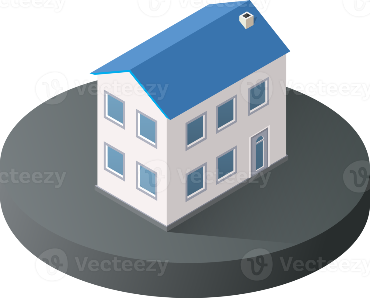 Urban isometric icons for the web with houses and streets png