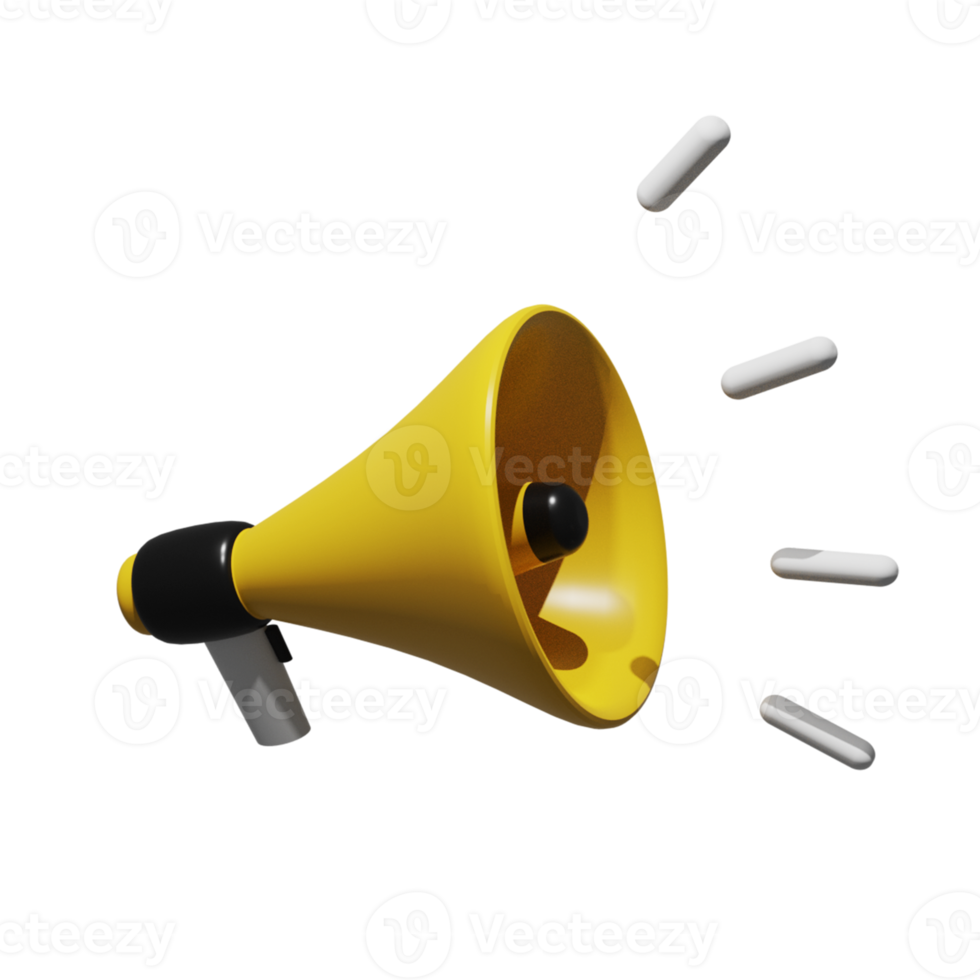 Megaphone announce yellow realistic 3d png