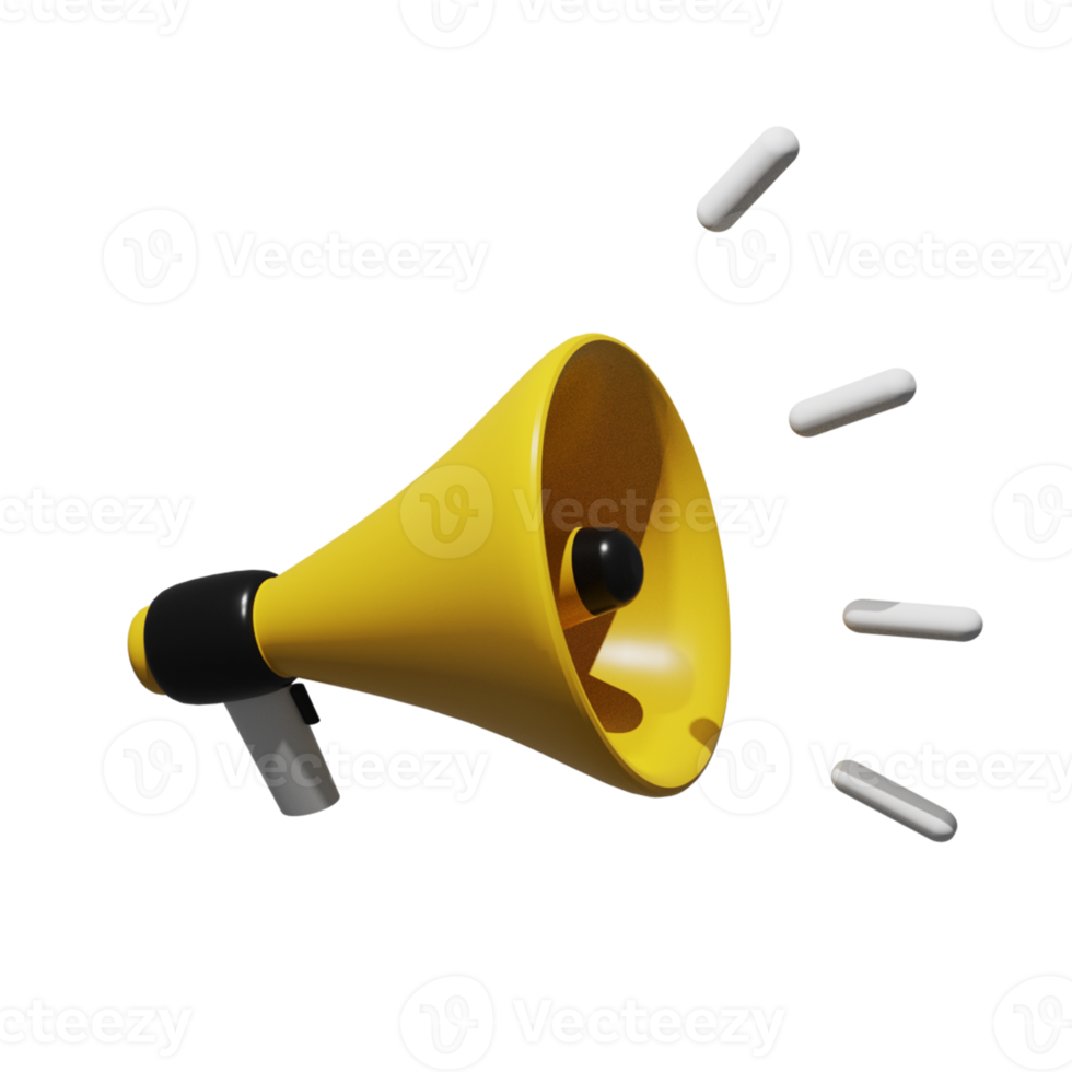 megafone anunciar 3d realista amarelo png