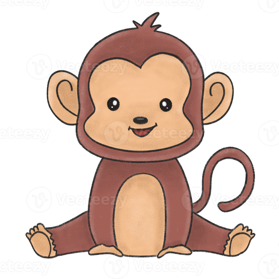 schattige baby aap illustratie png