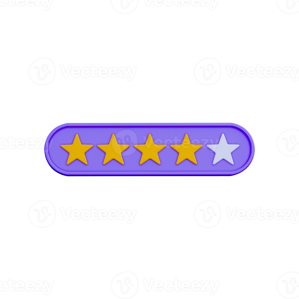 3d four star rating png