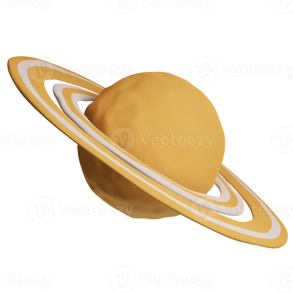 3d cartoon planet saturn. Planet with rings. 3d illustration. 3d render png