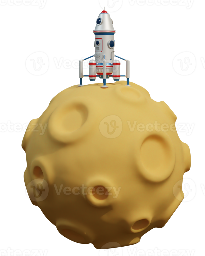 atterrisseur spatial sur la lune. vaisseau spatial sur la surface de la planète avec des cratères. png