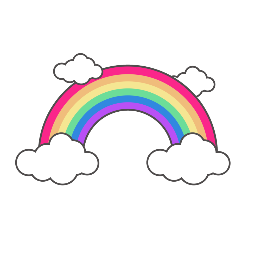 arc-en-ciel de dessin animé kawaii abstrait png