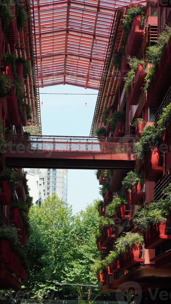 One modern attractive architecture designed with the red painted located in Shanghai photo