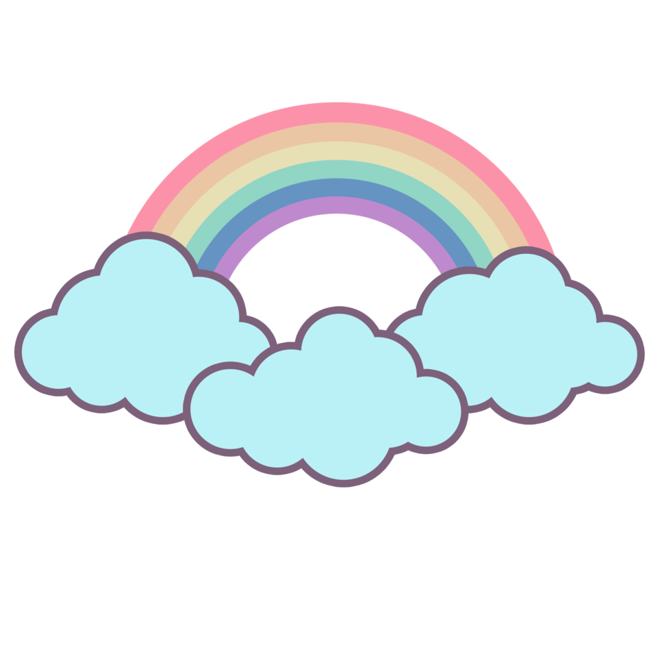 arc-en-ciel de dessin animé kawaii abstrait png