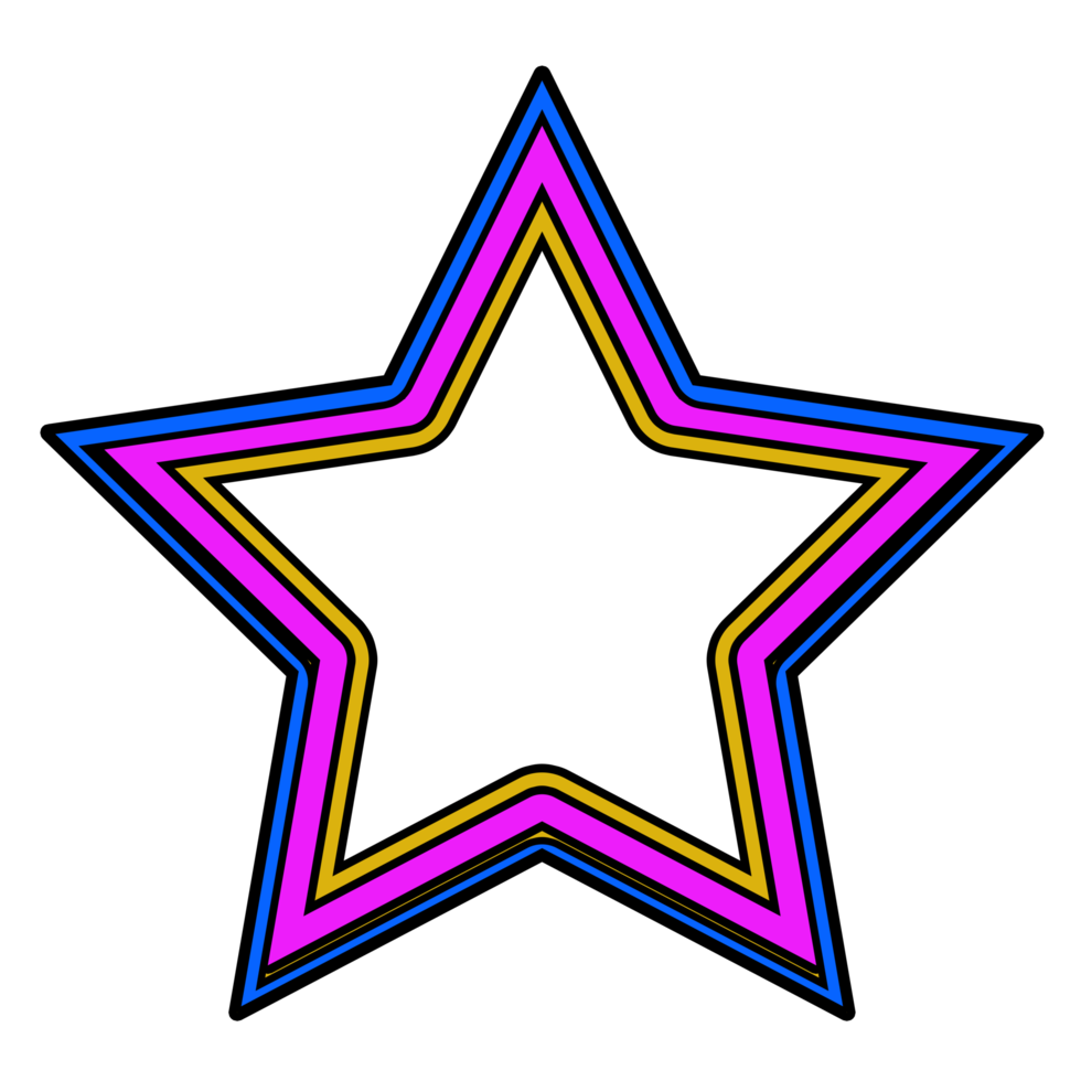 Abstract star shape retro style 80s-90s png