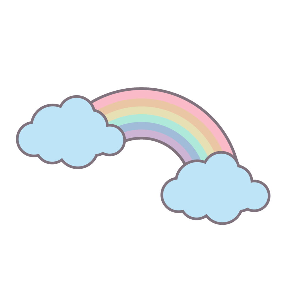 arc-en-ciel de dessin animé kawaii abstrait png