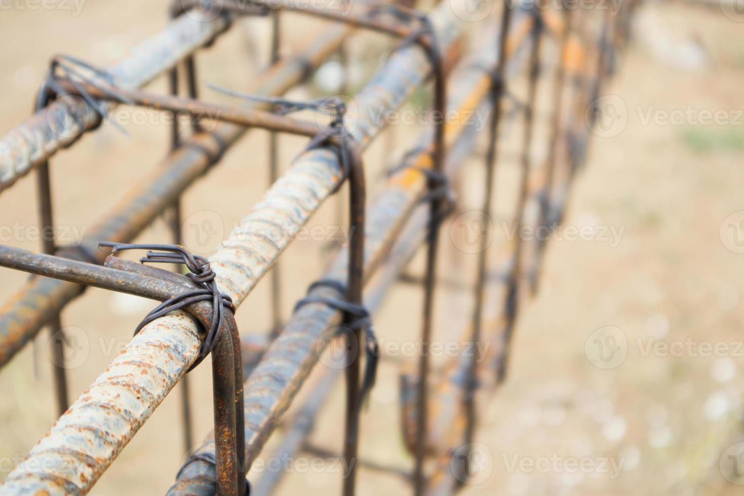 New House building construction site with rebar steel to reinforced concrete photo