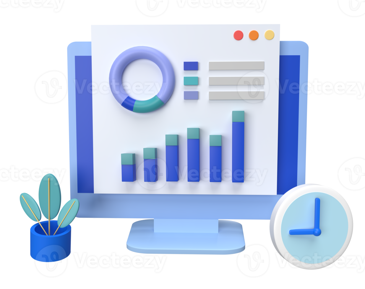 illustration von grafik und diagramm für die datenanalyse 3d-rendering png