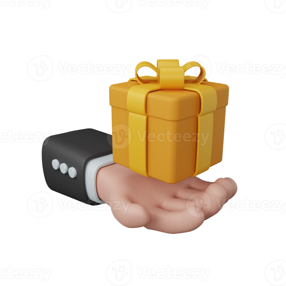 3d rendering hand hold gift box isolated useful for ecommerce or business online design png