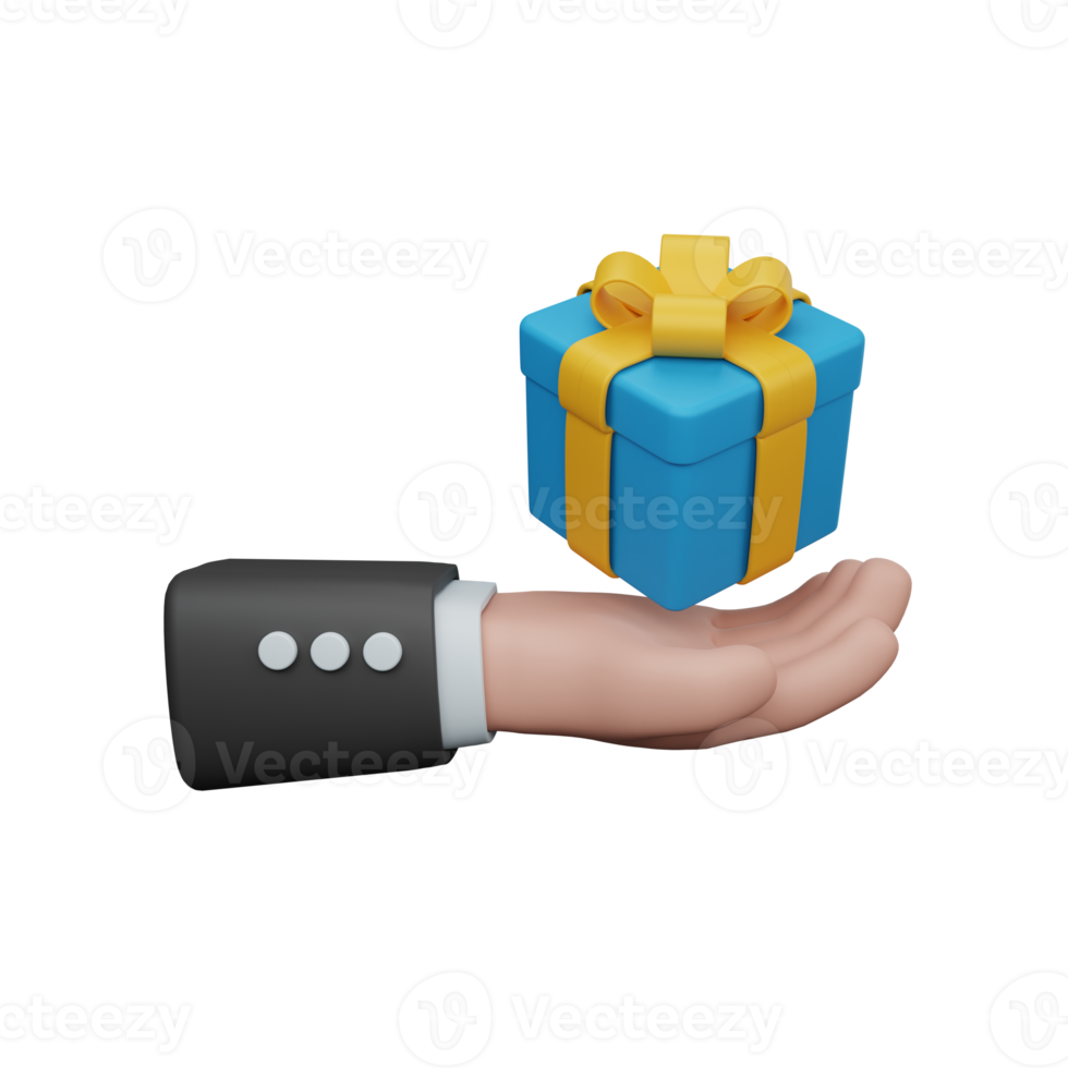 3d rendering hand hold gift box isolated useful for ecommerce or business online design png