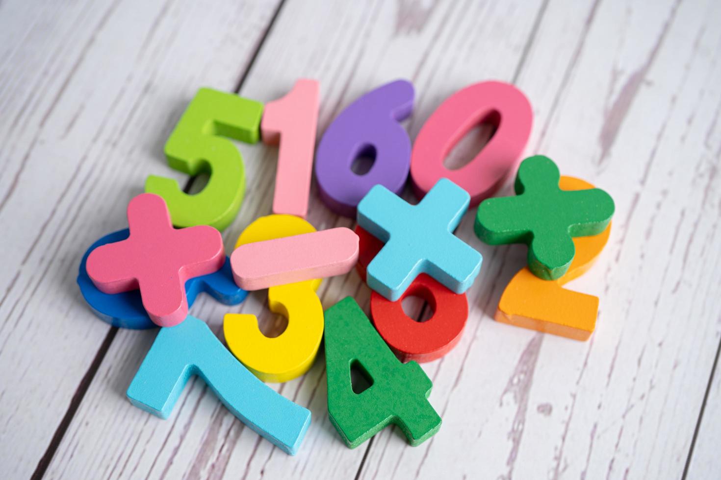 Math number colorful, education study mathematics learning teach concept. photo