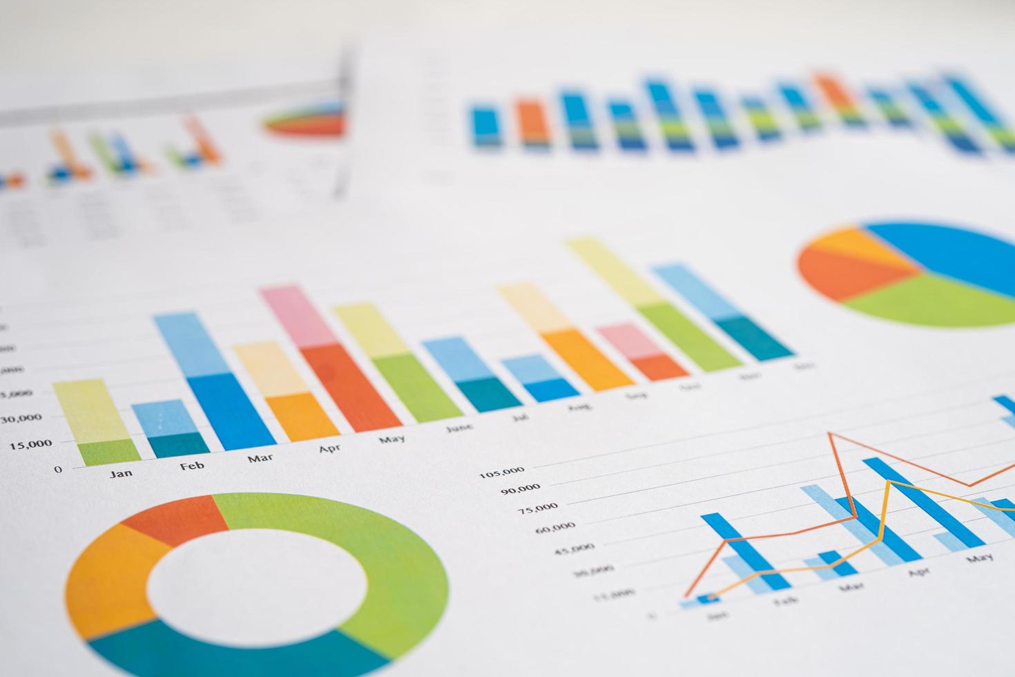 chart or graph paper. Financial, account, statistics and business data concept. photo