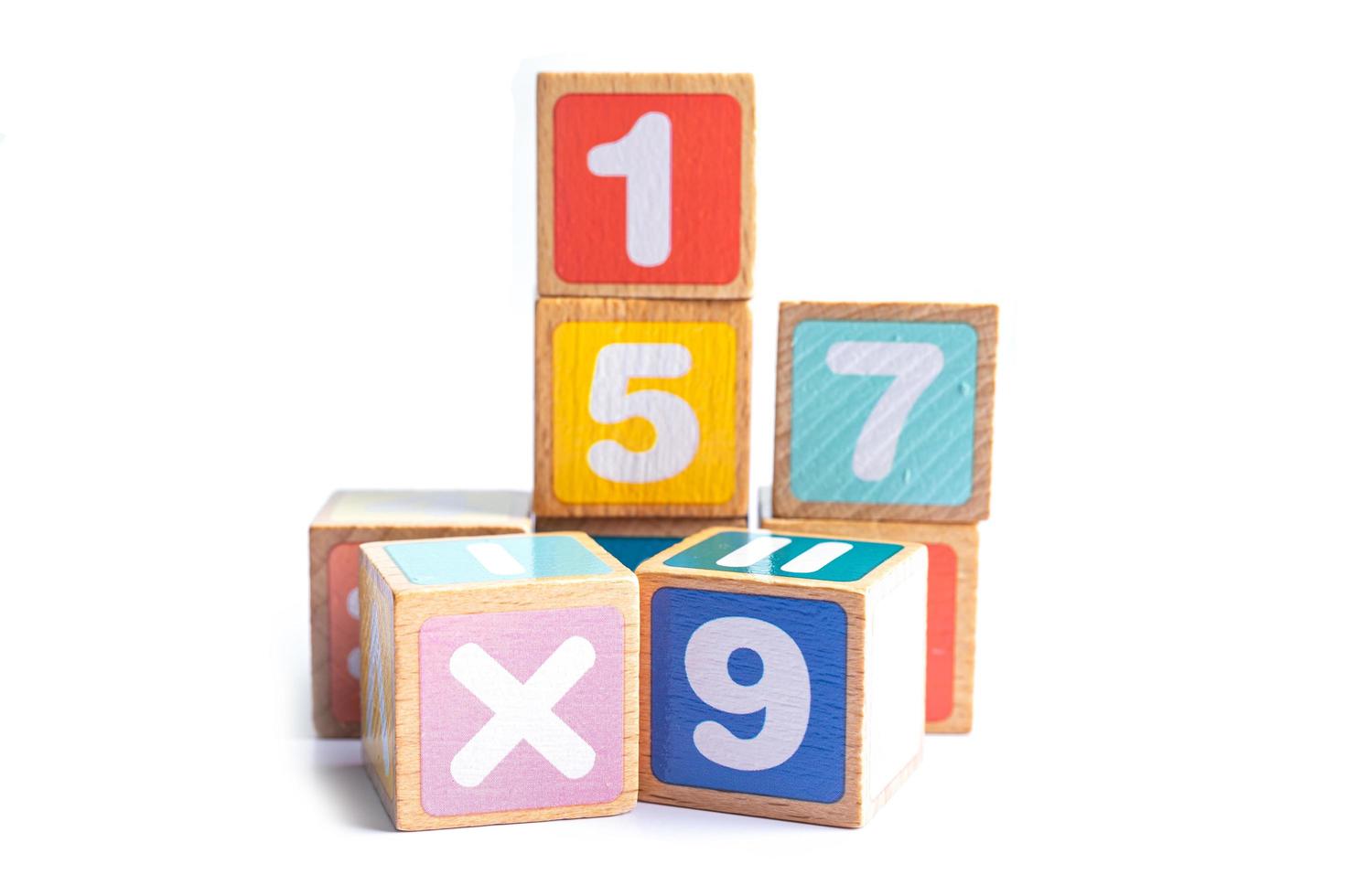 Math number colorful on white background, education study mathematics learning teach concept. photo