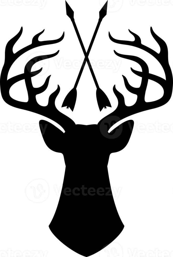 png testa di cervo con corna e frecce incrociate