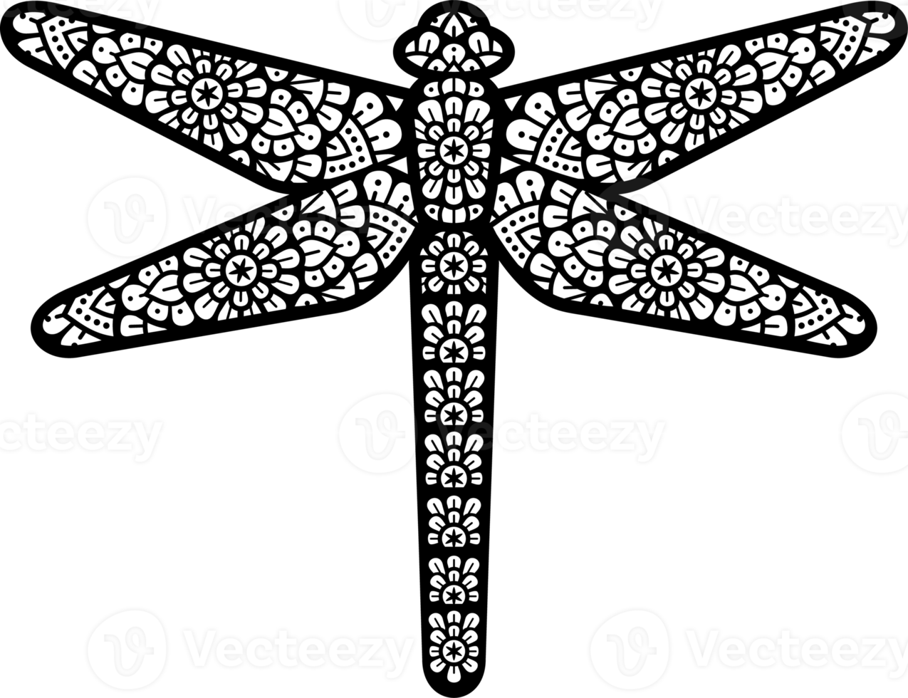 Mandala dragonfly black and white png icon - Boho Design