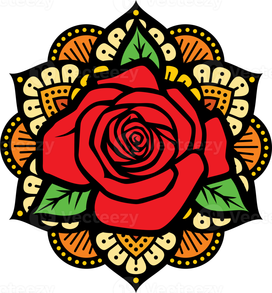 Mandala rose color png illustration